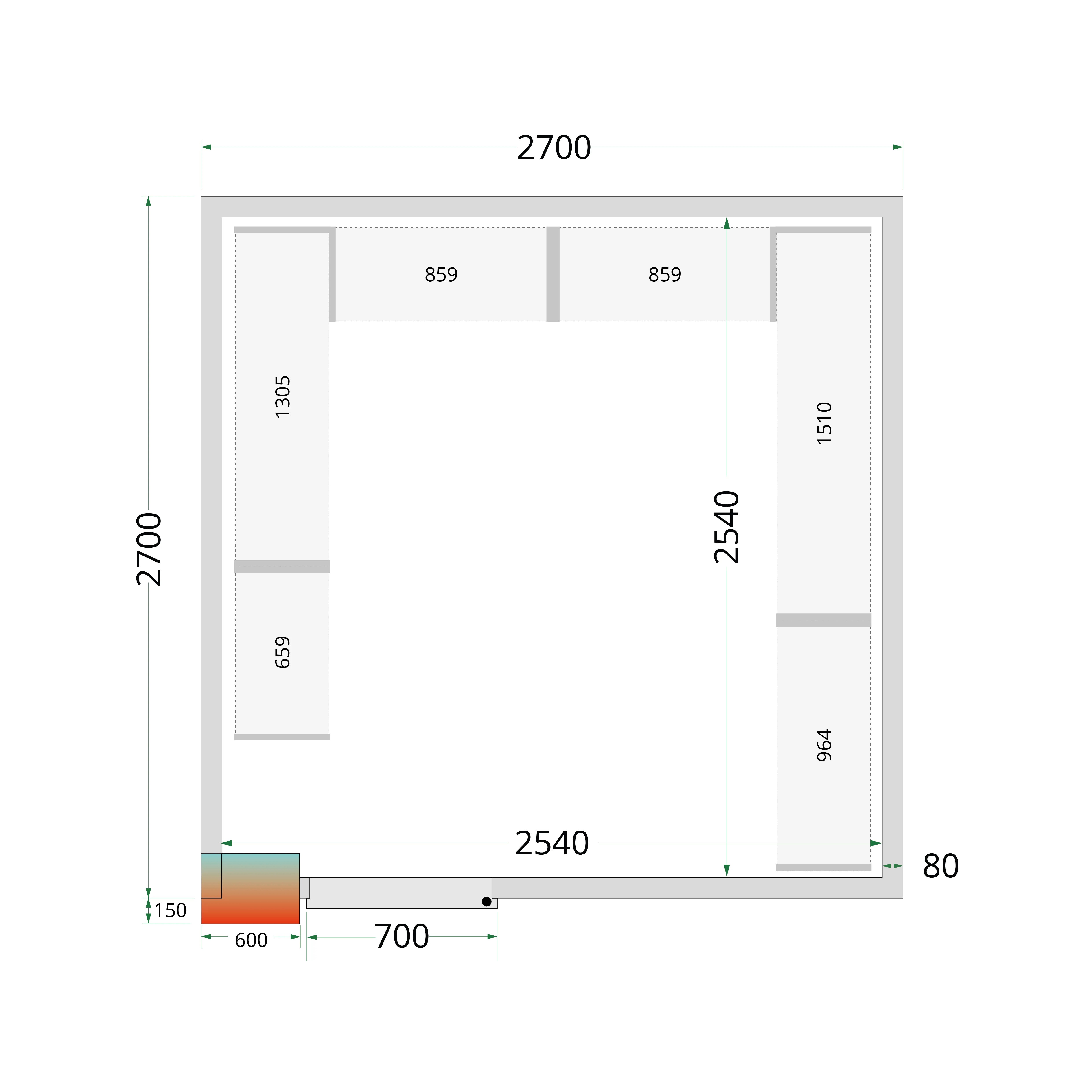 TEFCOLD CR Cold Room Panels 2700x2700x2200mm